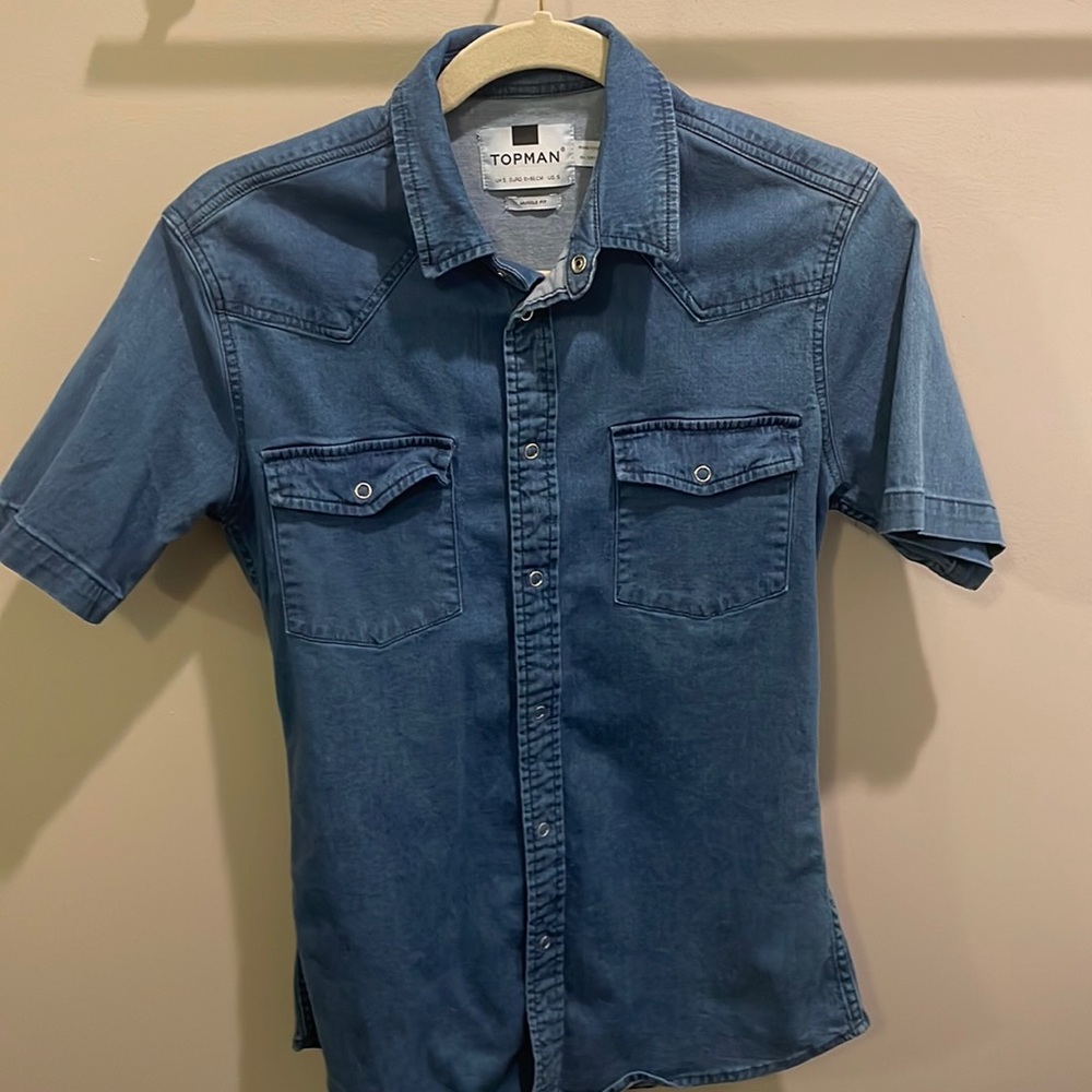 Topman Mens denim button up - S - muscle fit